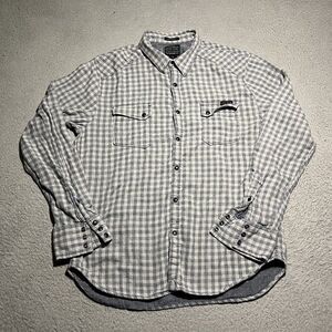 Lucky Brand Flannel Shirt Mens Large Plaid Snap Lightweight Biker Grunge Skate